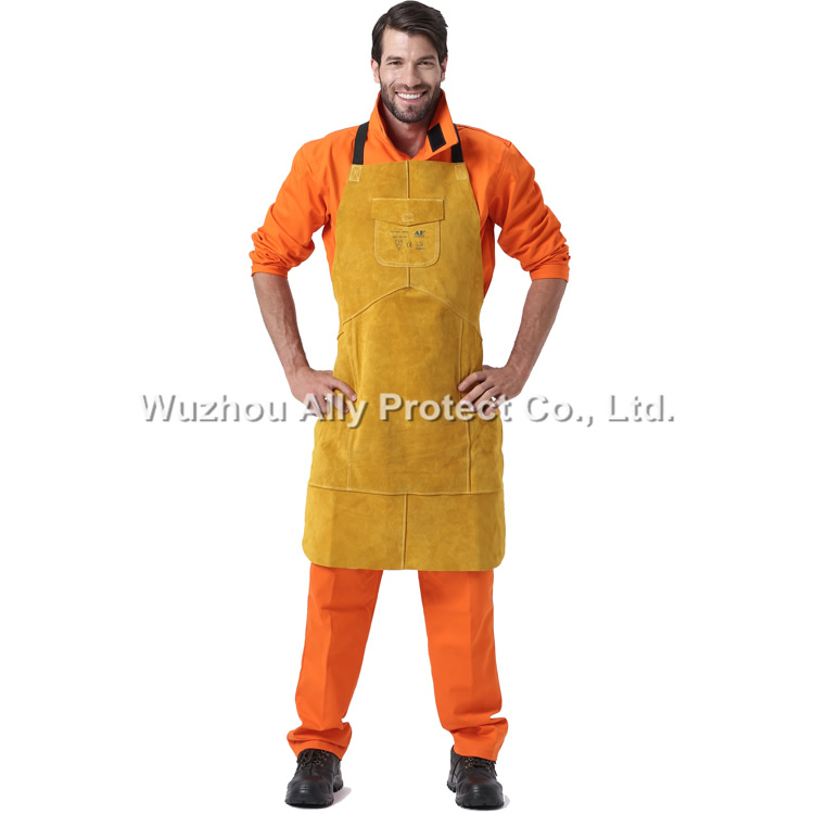 AP-6101 Golden Leather Chest Protective Full Bib Apron